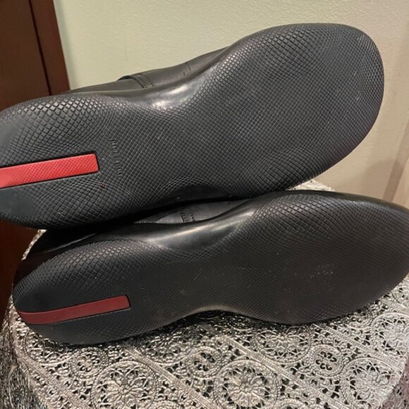 Women's Prada Sport Black Leather Velcro Strap Ankle Boot Size 38 - Picture 6 of 6